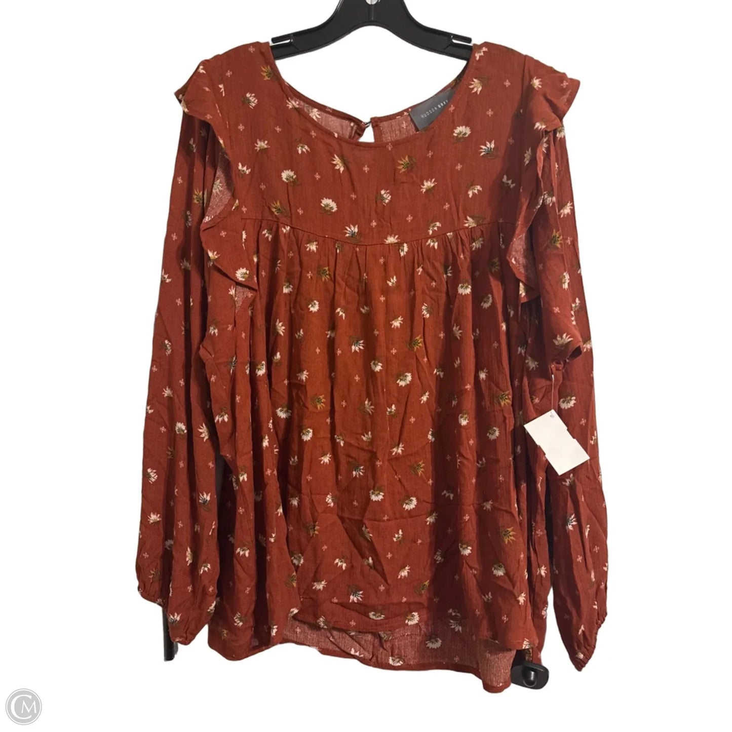 Blouse Long Sleeve By Clothes Mentor In Red, Size: M