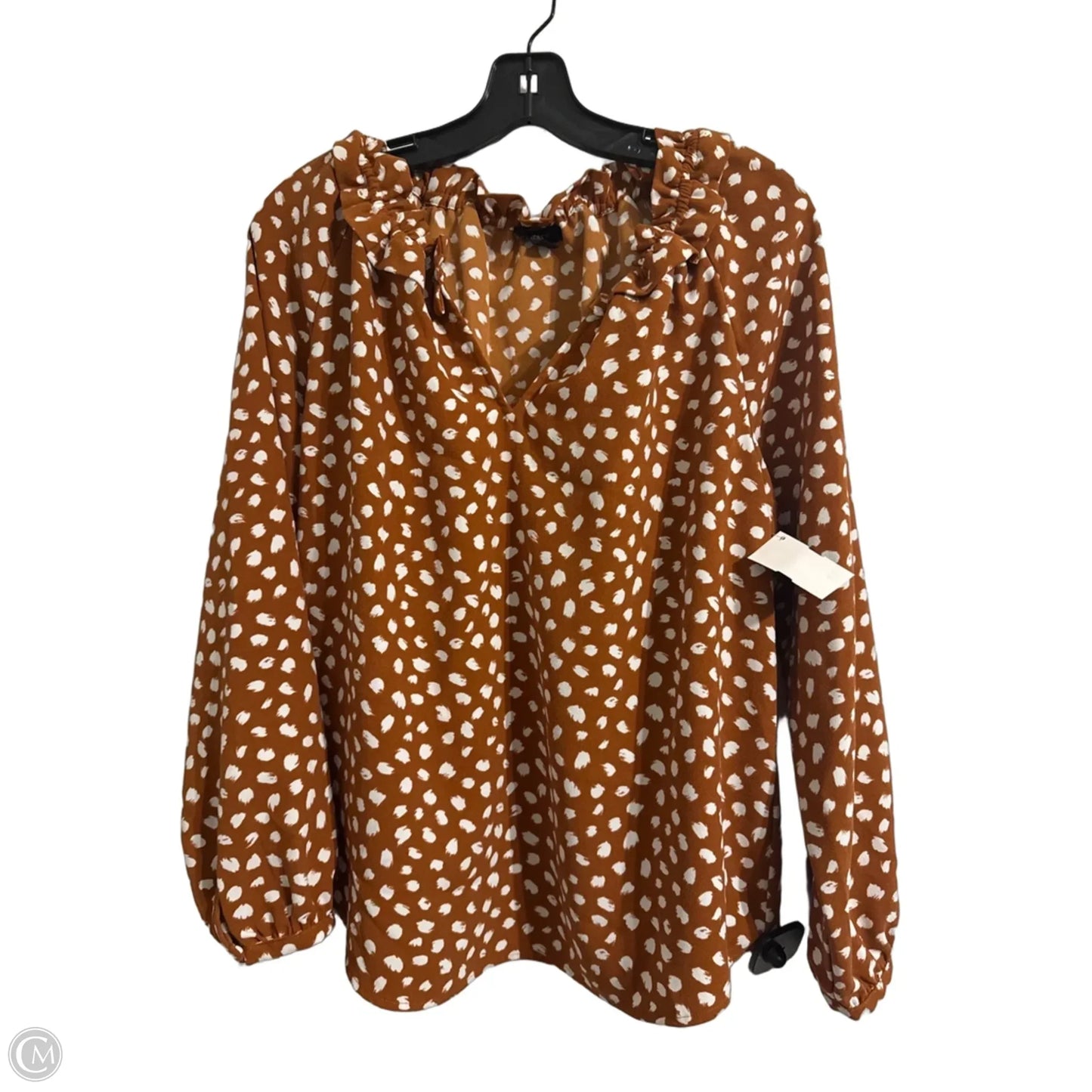 Blouse Long Sleeve By J. Crew In Polkadot Pattern, Size: M