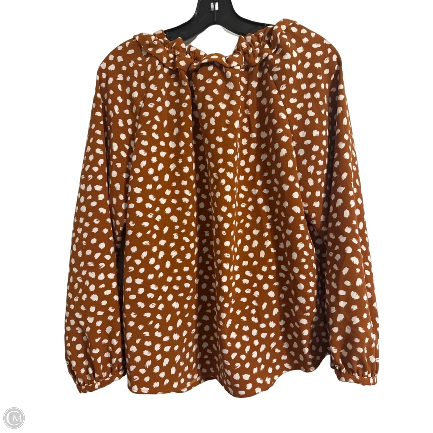 Blouse Long Sleeve By J. Crew In Polkadot Pattern, Size: M