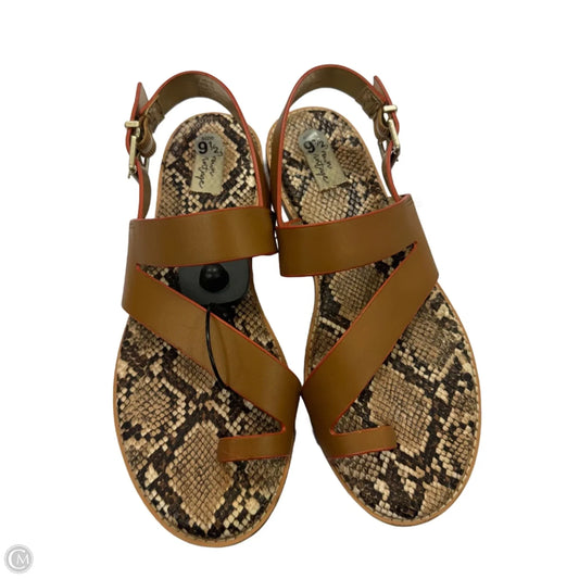 Sandals Flats By Crown Vintage In Snakeskin Print, Size: 9.5