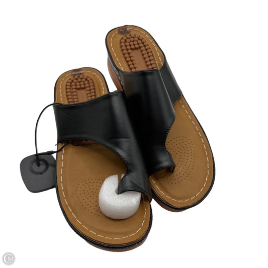 Sandals Heels Wedge By Clothes Mentor In Black, Size: 10