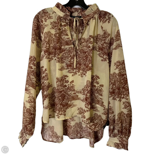 Blouse Long Sleeve By Saks Fifth Avenue In Brown, Size: S