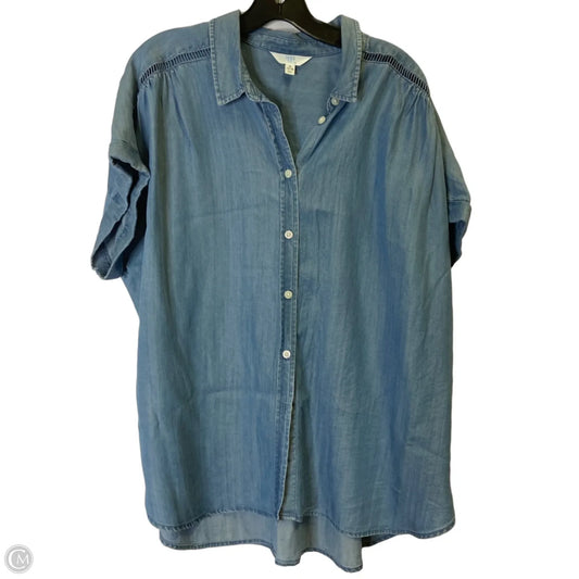Top Short Sleeve By Time And Tru In Blue Denim, Size: Xl