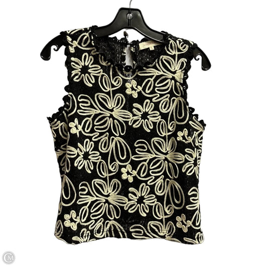 Top Sleeveless By Solitaire In Black & Cream, Size: M