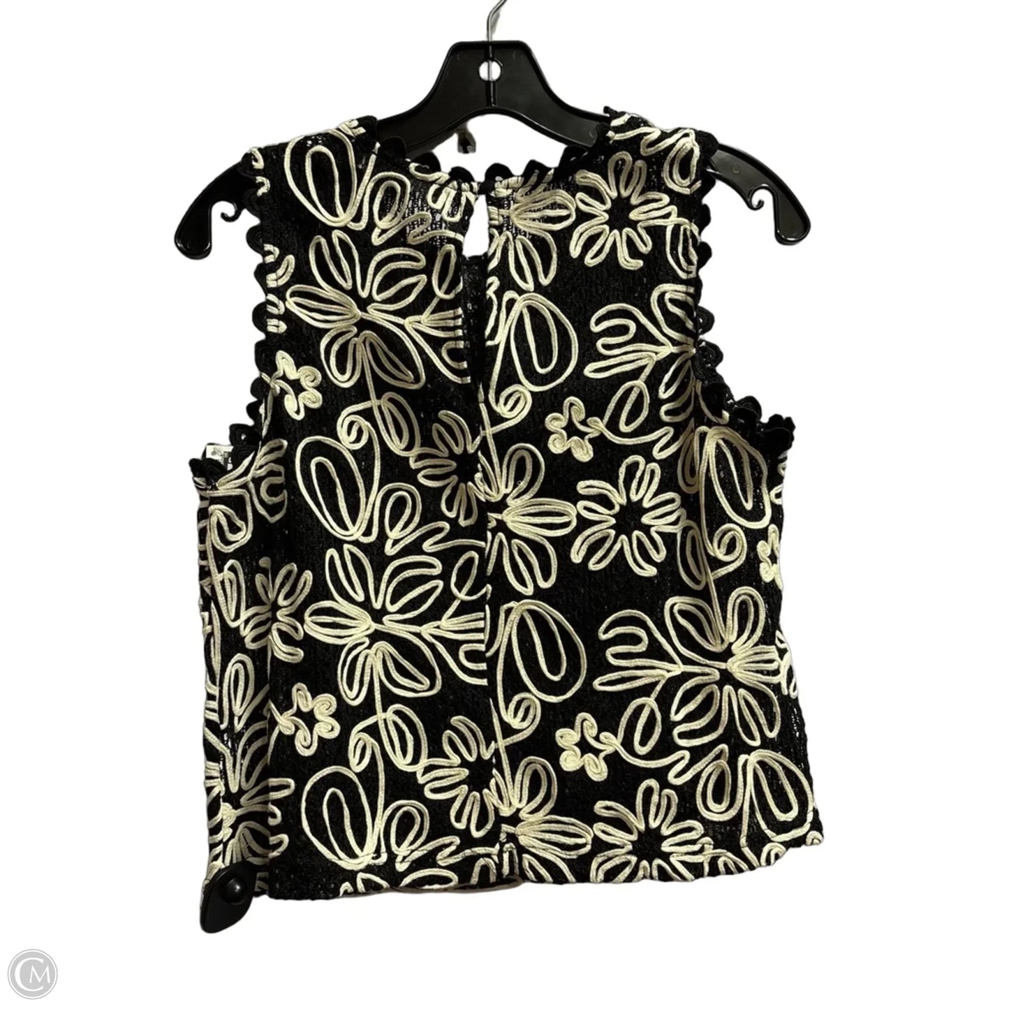 Top Sleeveless By Solitaire In Black & Cream, Size: M