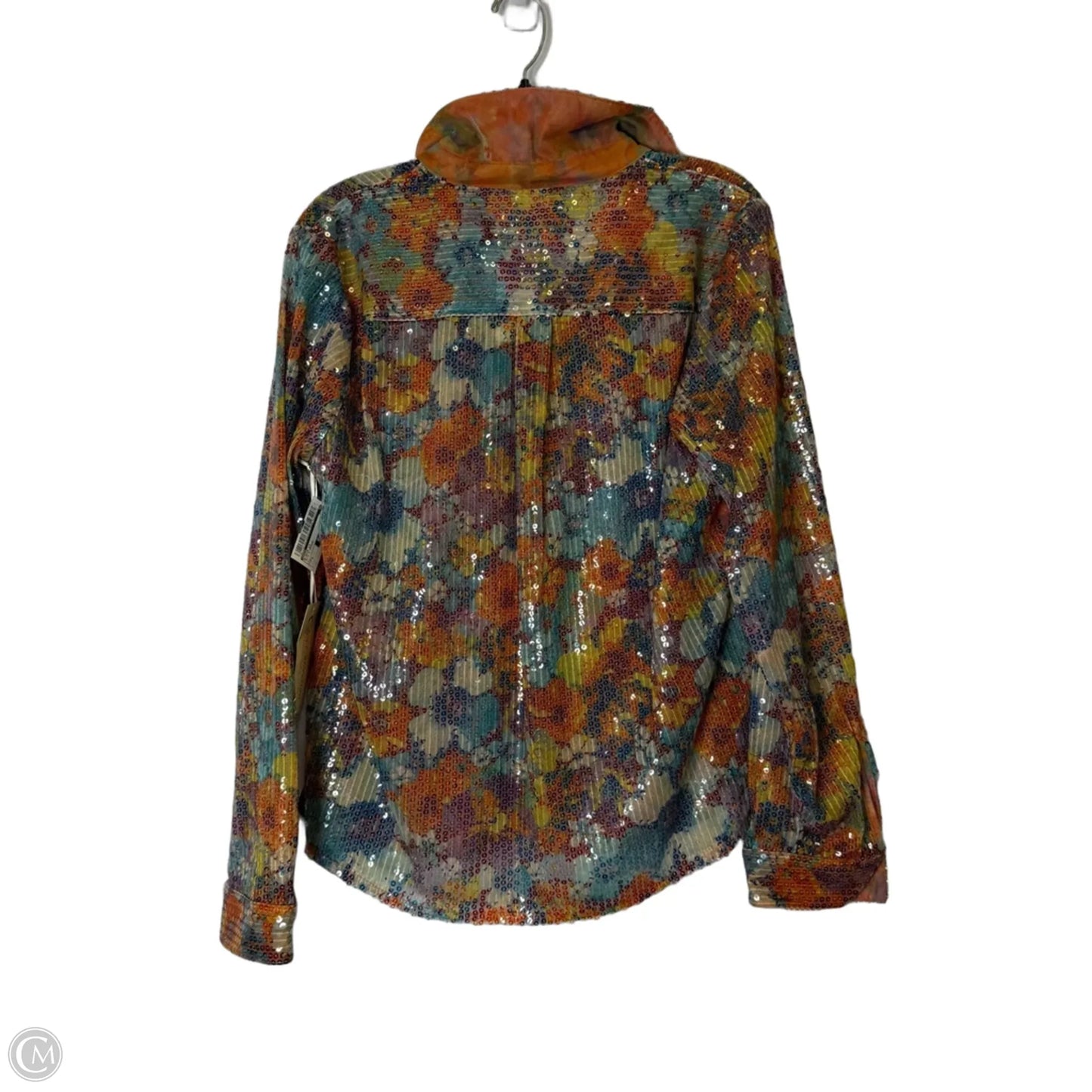 Blouse Long Sleeve By Cato In Blue & Orange, Size: L
