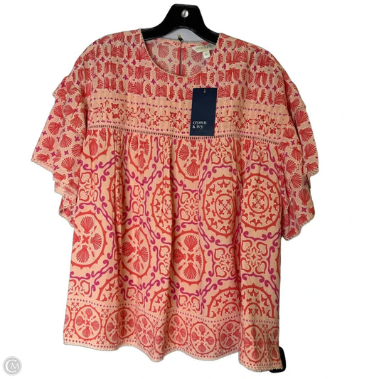 Blouse Short Sleeve By Crown And Ivy In Peach, Size: L