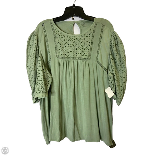 Blouse Short Sleeve By Good Hart In Green, Size: Xxl