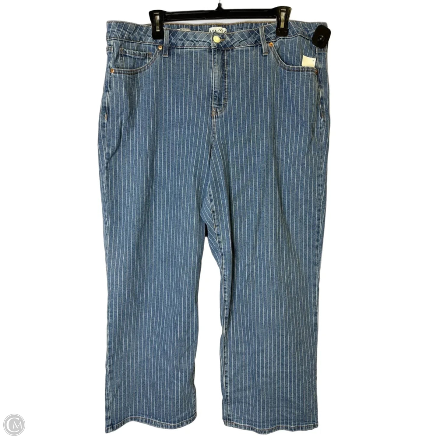 Jeans Straight By Ava & Viv In Striped Pattern, Size: 22
