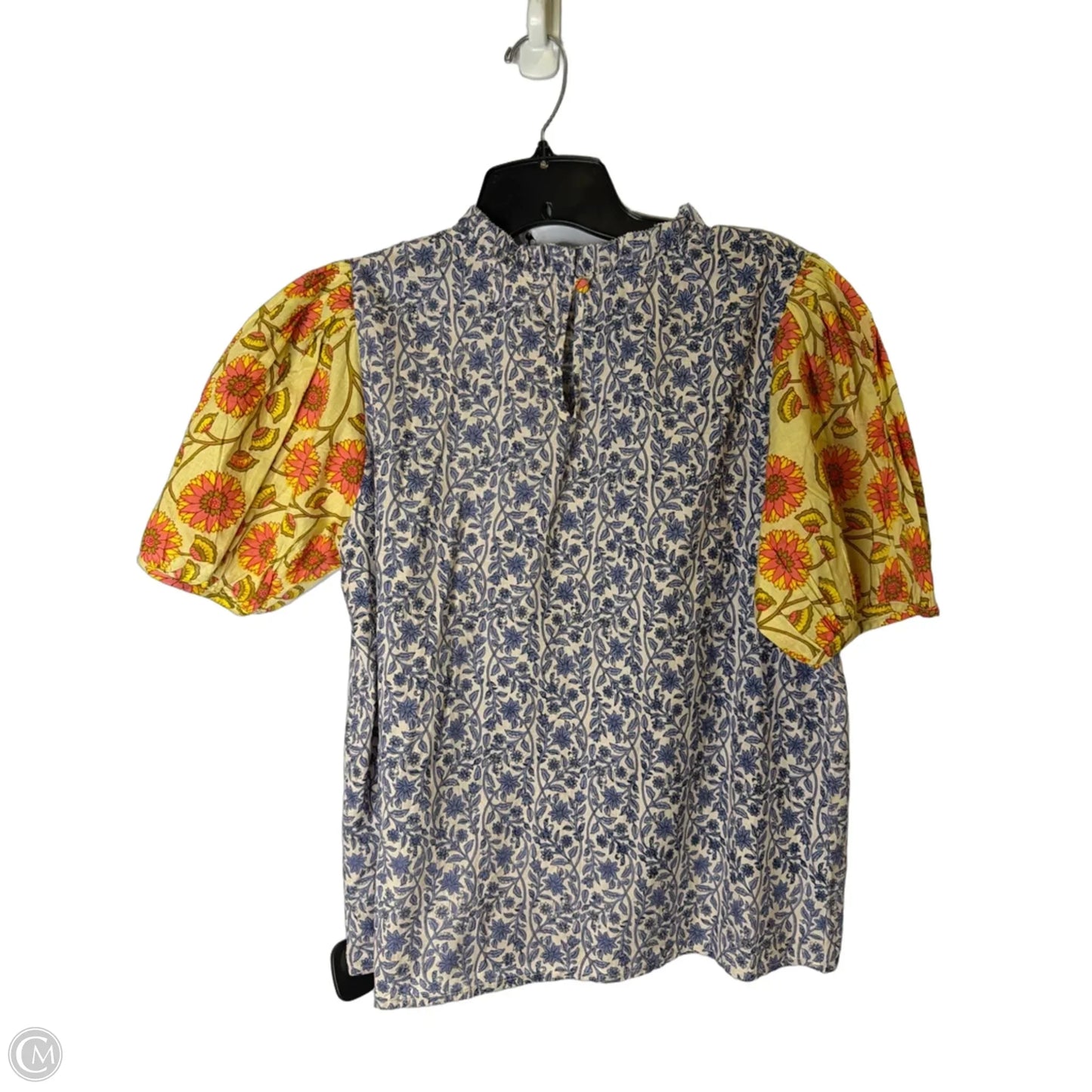 Top Short Sleeve By Thml In Blue & Yellow, Size: M