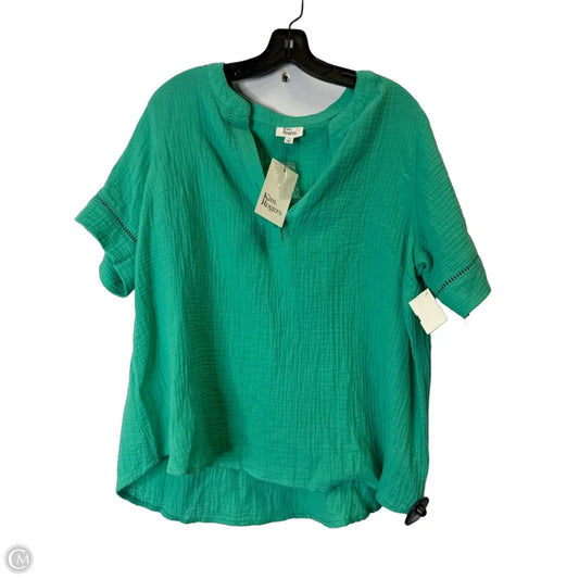 Top Short Sleeve By Kim Rogers In Green, Size: L