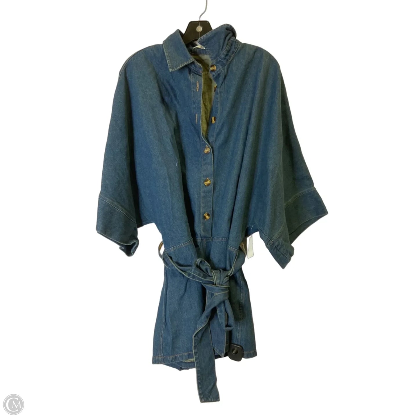 Romper By Clothes Mentor In Blue Denim, Size: L