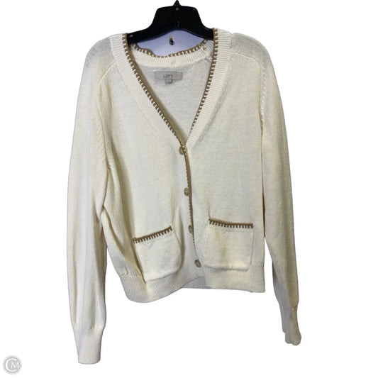 Sweater Cardigan By Loft In Cream, Size: M
