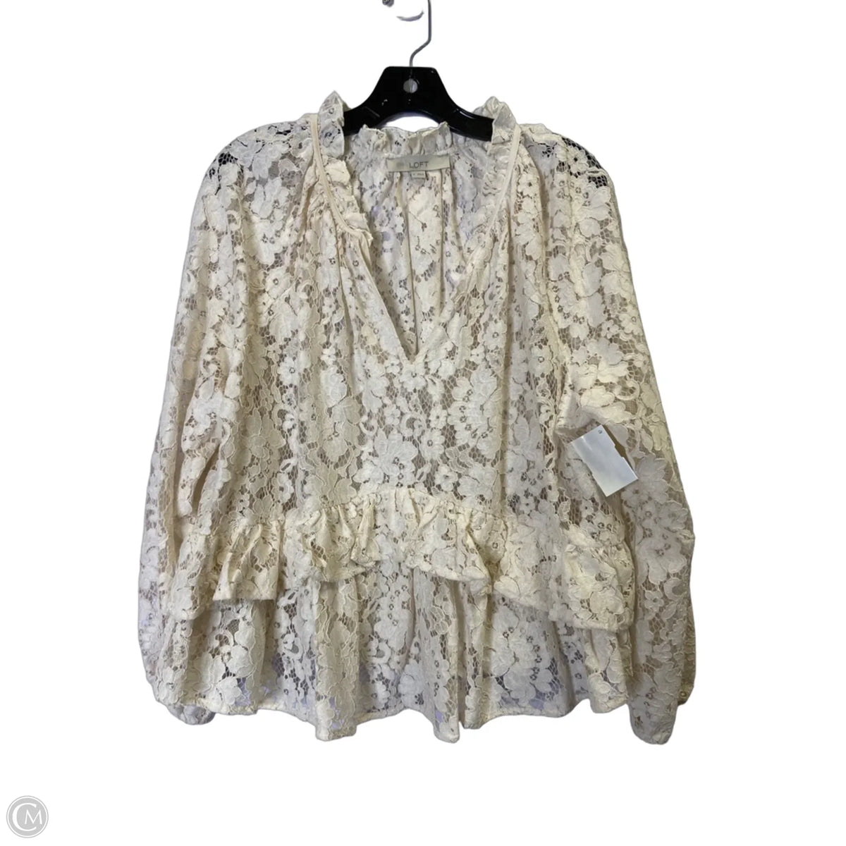 Blouse Long Sleeve By Loft In Cream, Size: M