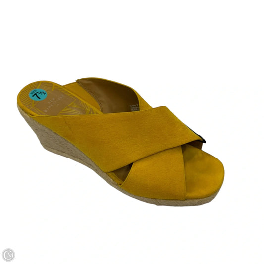 Sandals Heels Wedge By New Directions In Yellow, Size: 7.5
