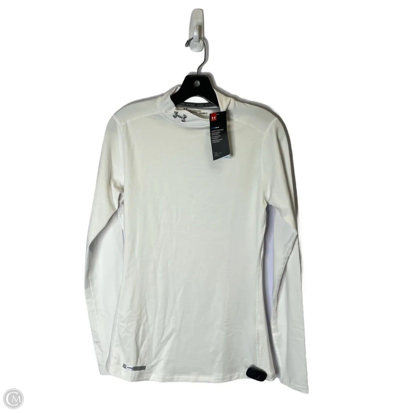 Athletic Top Long Sleeve Collar By Under Armour In White, Size: M