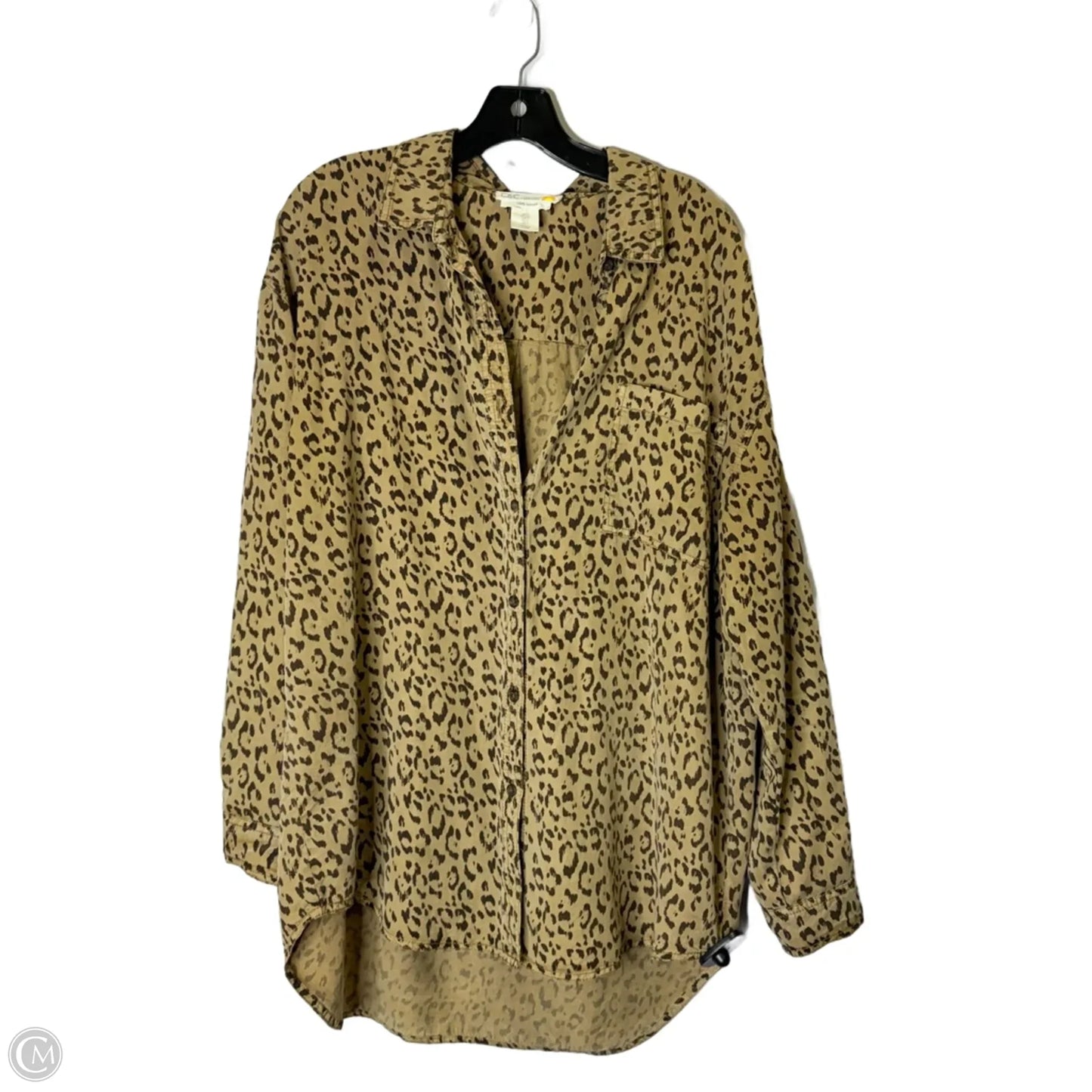 Top Long Sleeve By C And C In Animal Print, Size: L