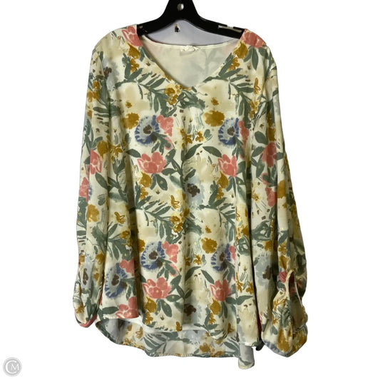 Top Long Sleeve By Chicsoul In Floral Print, Size: 2x