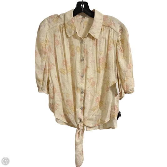Blouse Short Sleeve By Free People In Cream, Size: M