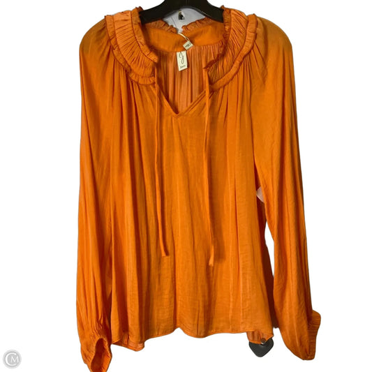 Blouse Long Sleeve By Joie In Orange, Size: L
