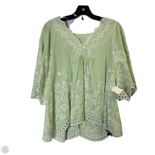 Top Short Sleeve By Loft In Green, Size: L