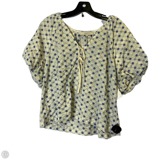 Blouse Short Sleeve By Loft In Cream, Size: L