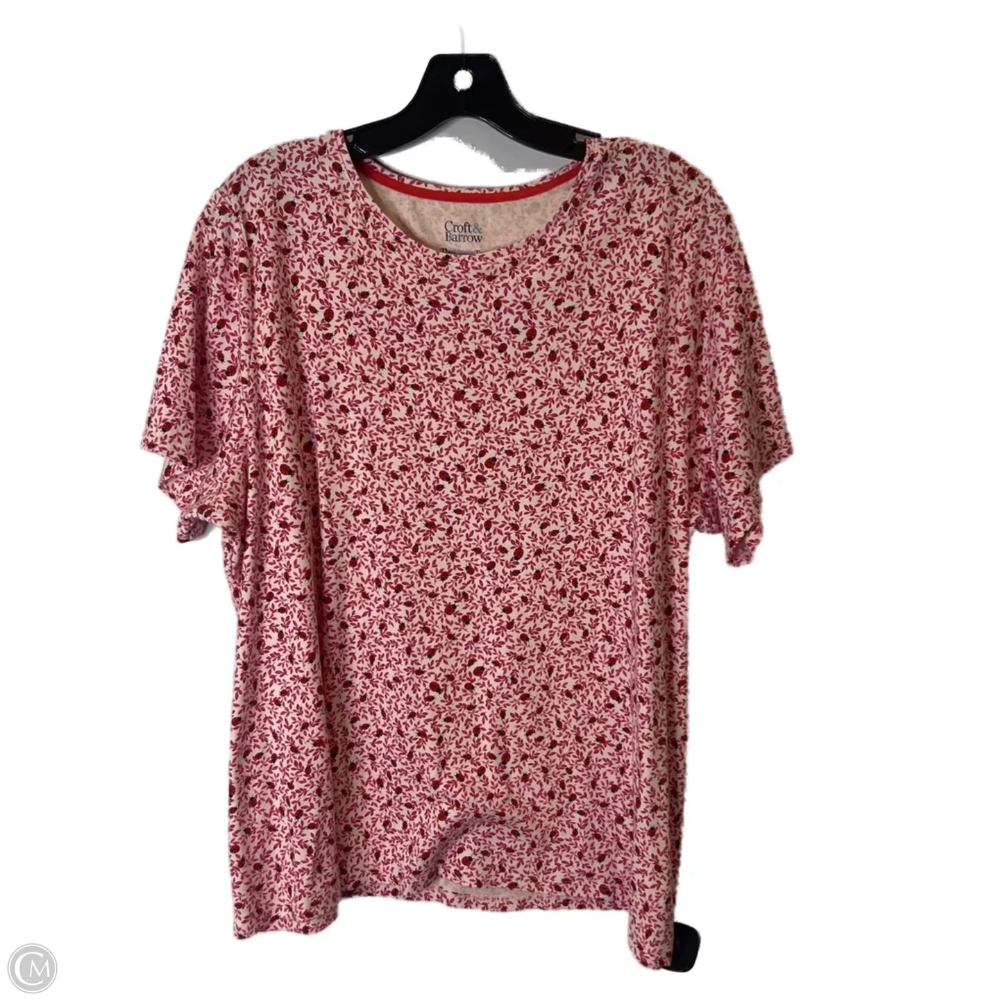 Top Short Sleeve Basic By Croft And Barrow In Pink & Red, Size: 1x