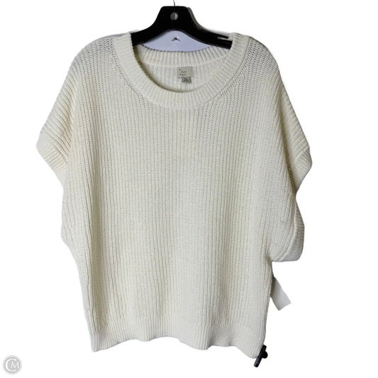 Sweater Short Sleeve By A New Day In Cream, Size: Xxl