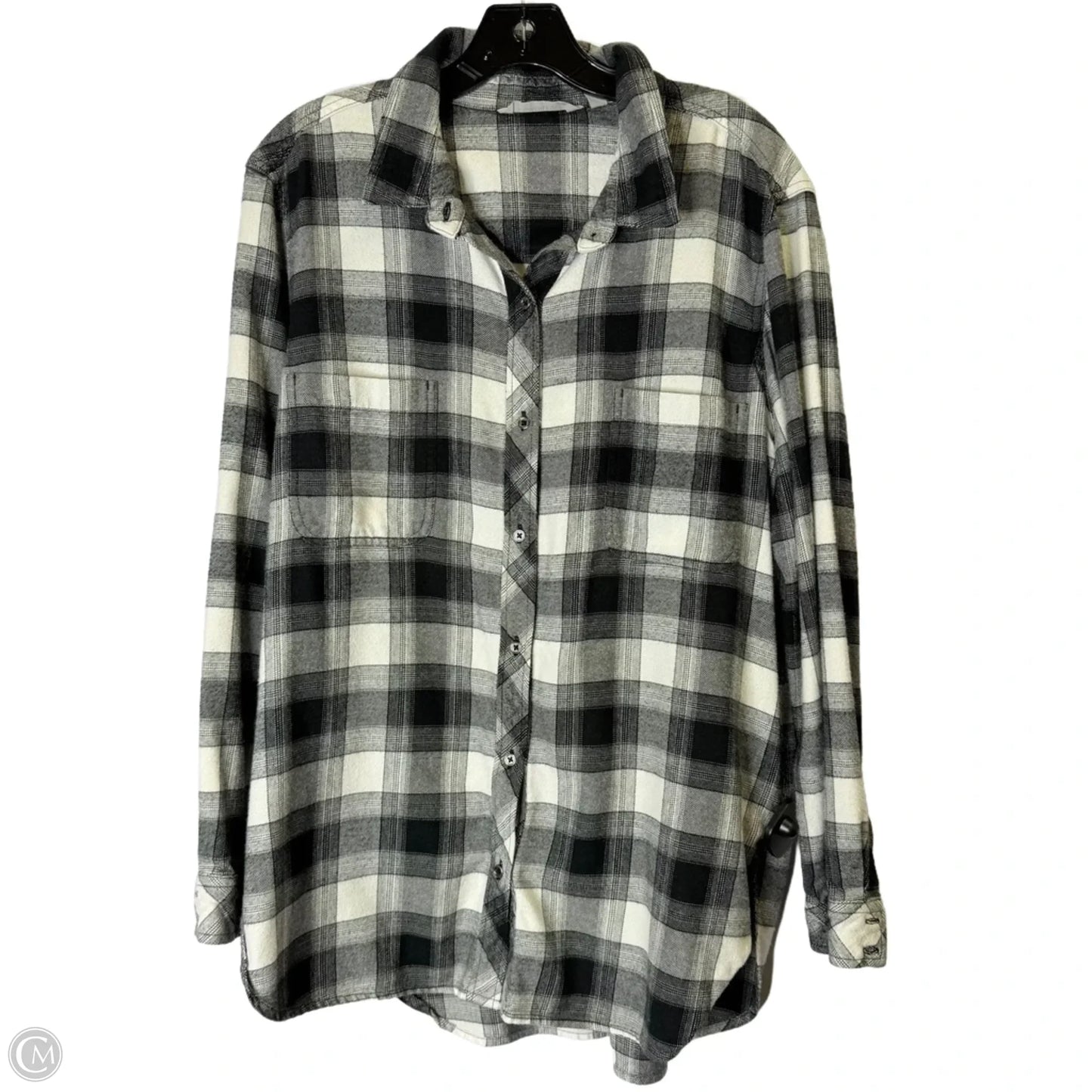 Top Long Sleeve By Athleta In Plaid Pattern, Size: L