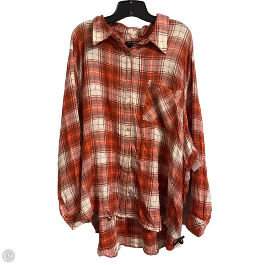 Top Long Sleeve By Lane Bryant In Orange & White, Size: 3x