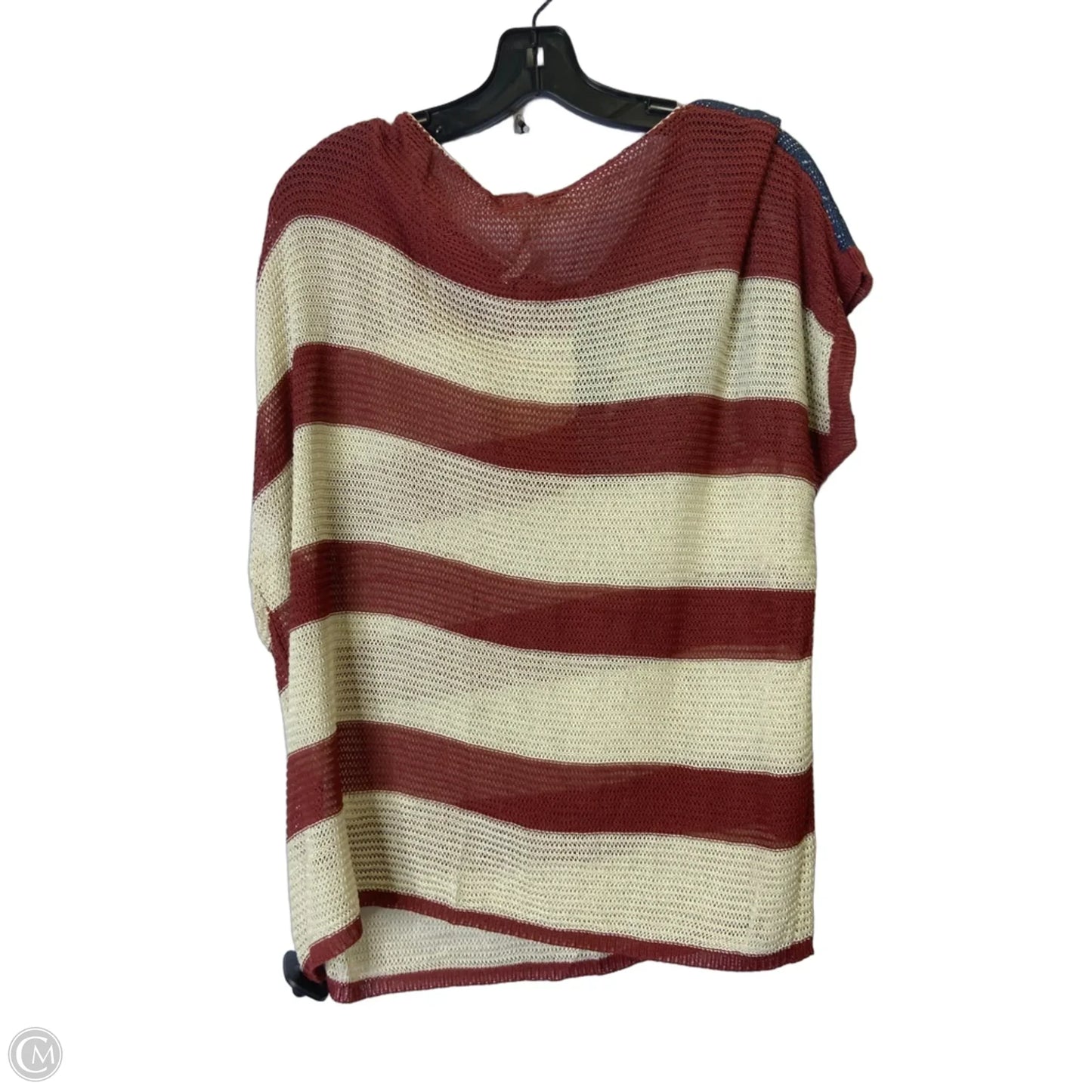 Sweater Short Sleeve By Easel In Blue Red & White, Size: M
