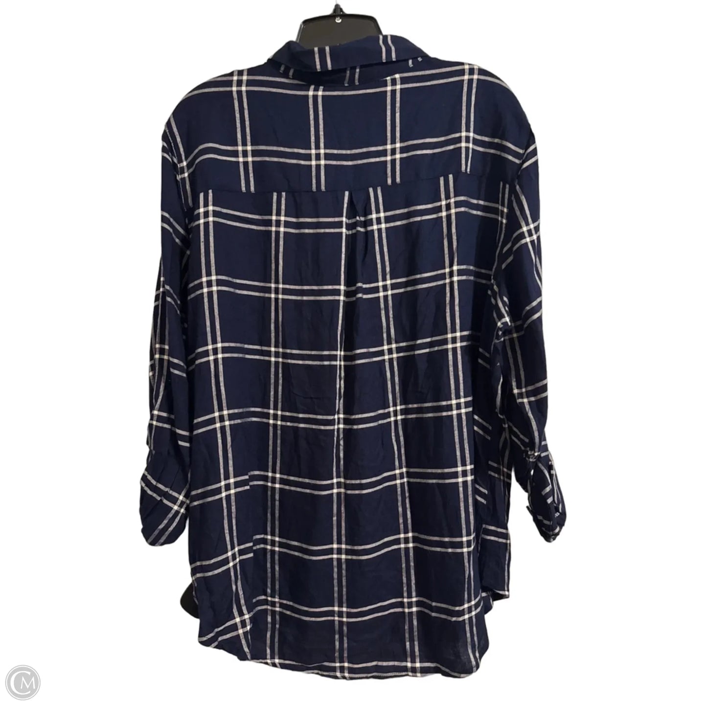 Top Long Sleeve By Per Se In Blue & White, Size: 1x