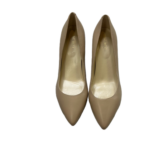 Cream Shoes Heels Block By Nine West, Size: 9.5