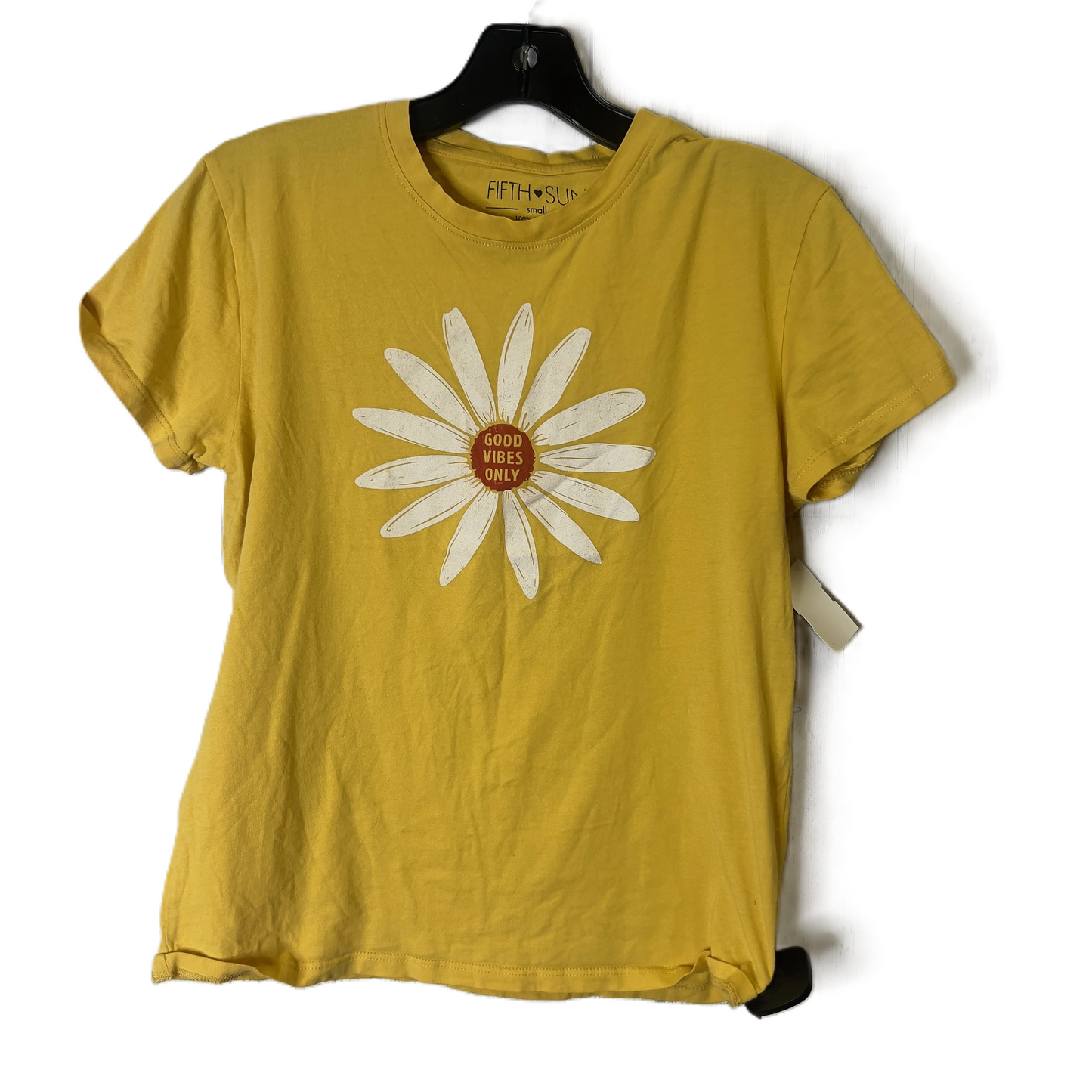 Yellow Top Short Sleeve Basic By Fifth Sun, Size: S