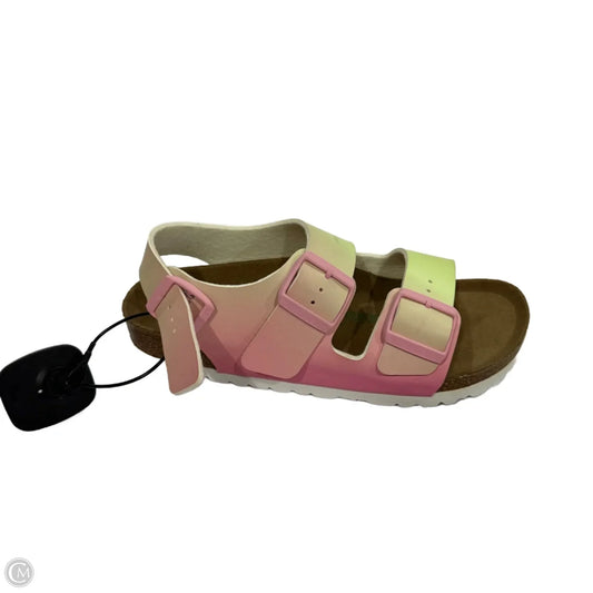 Sandals Flats By Birkenstock In Green & Pink, Size: 6