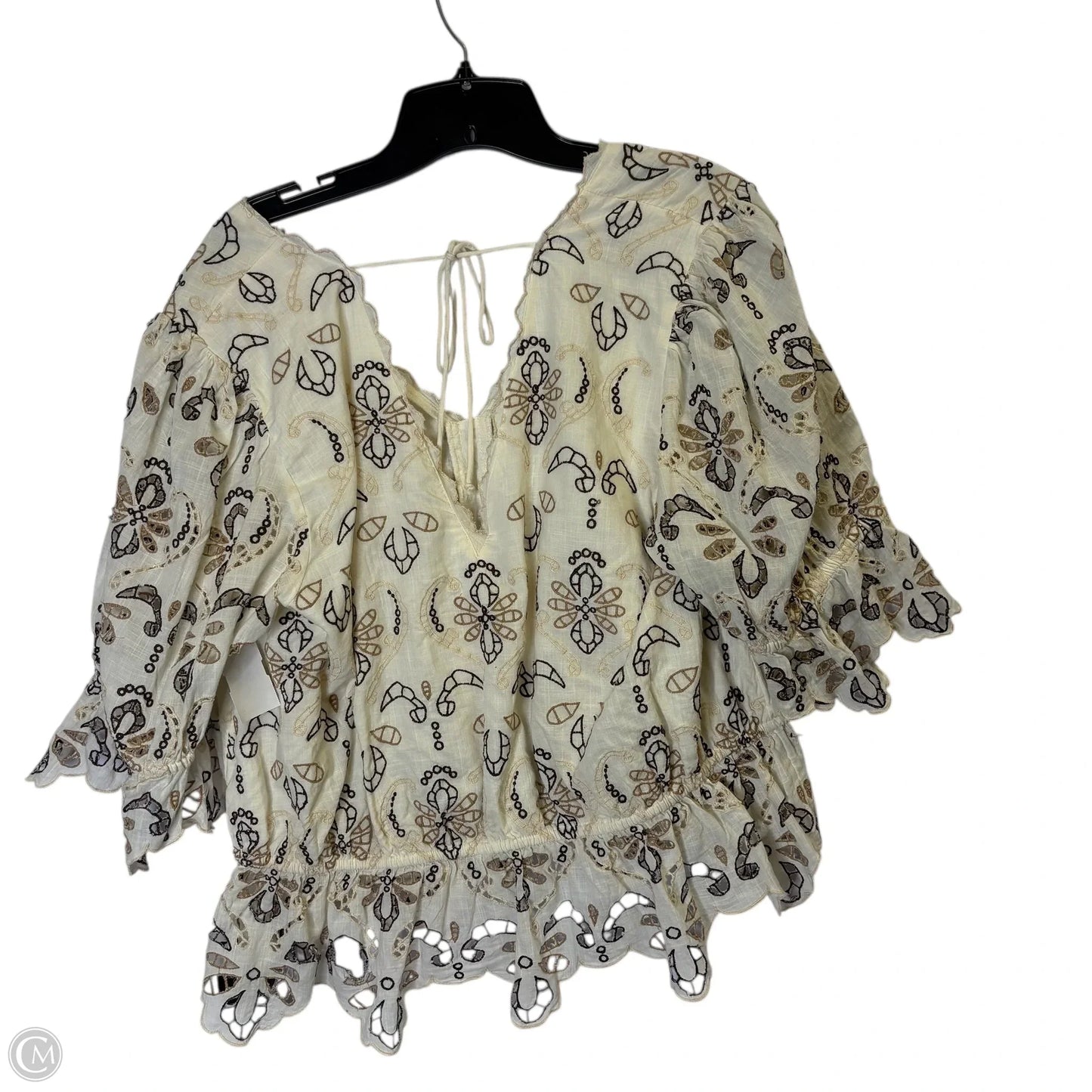 Top Short Sleeve By Anthropologie In Cream, Size: Xl