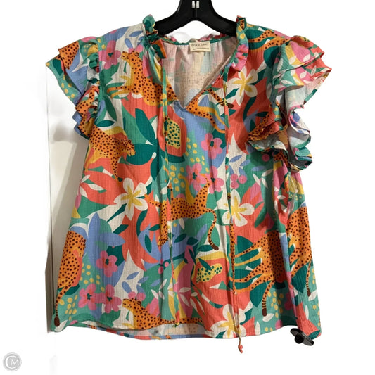 Top Short Sleeve By Peach Love Cream California In Multi-colored, Size: S