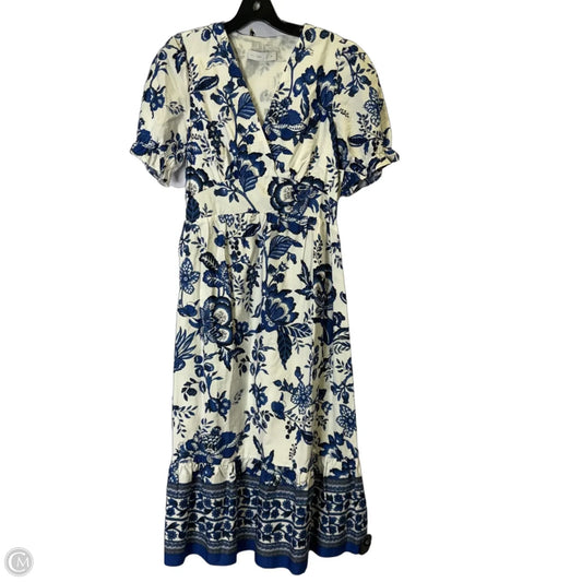 Dress Casual Midi By Clothes Mentor In Blue & White, Size: M
