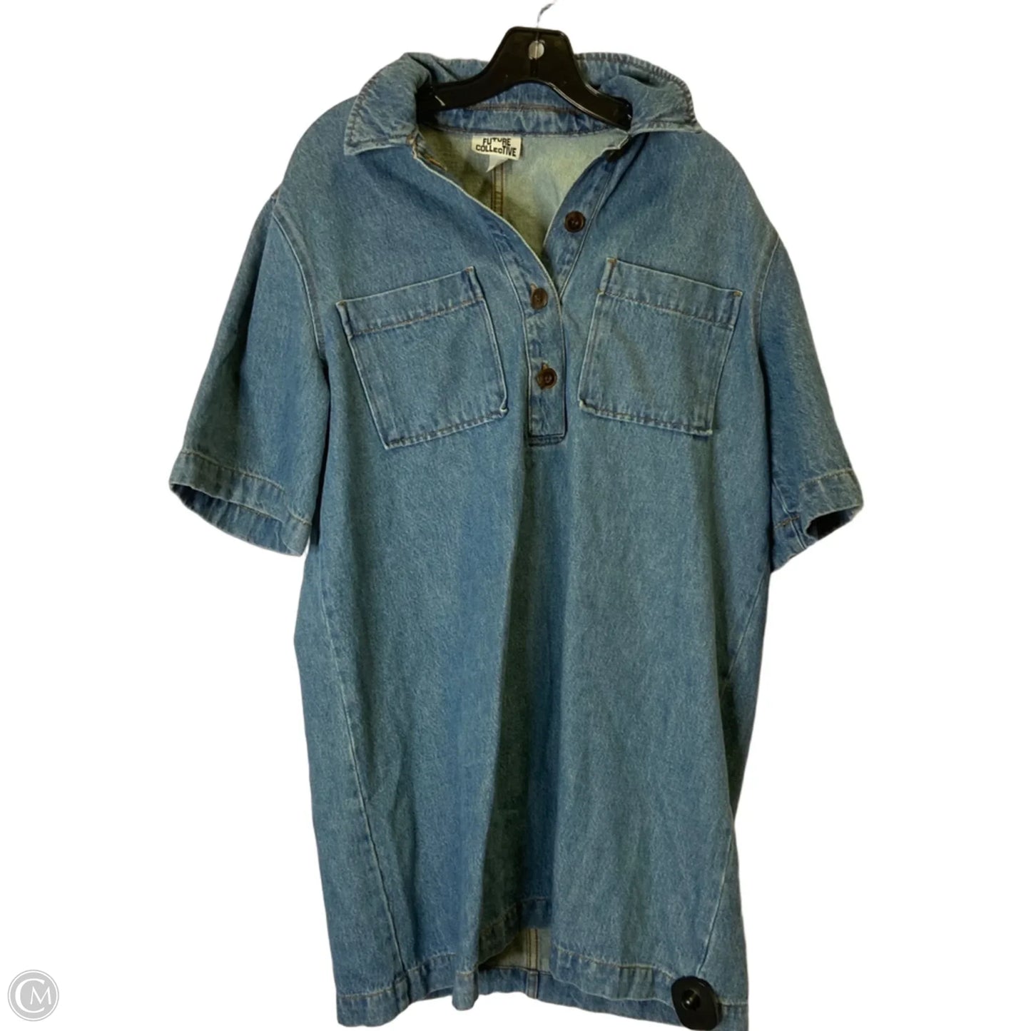 Dress Casual Short By Future Collective In Blue Denim, Size: M