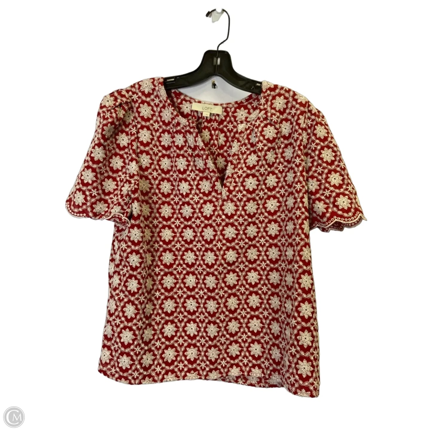 Top Short Sleeve By Loft In Red, Size: L