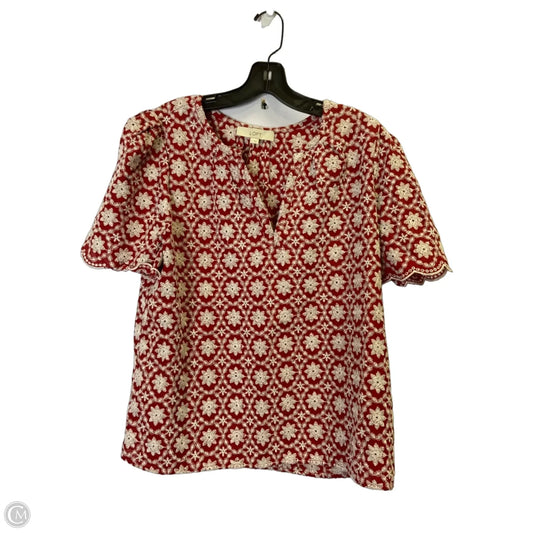 Top Short Sleeve By Loft In Red, Size: L