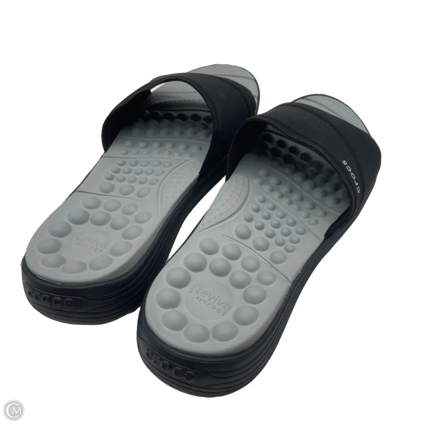 Sandals Flip Flops By Crocs In Black, Size: 11