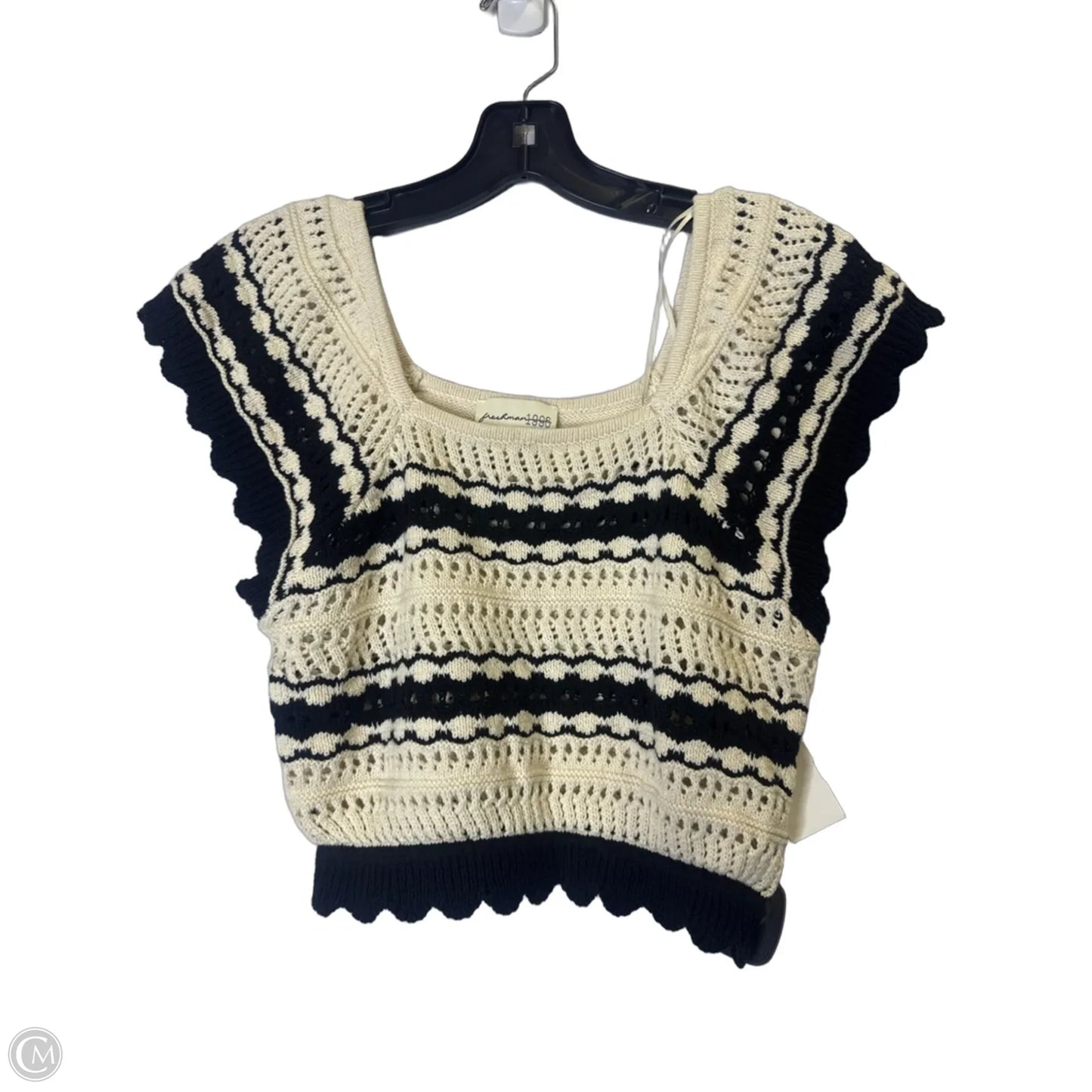 Top Sleeveless By Freshman In Black & Cream, Size: M