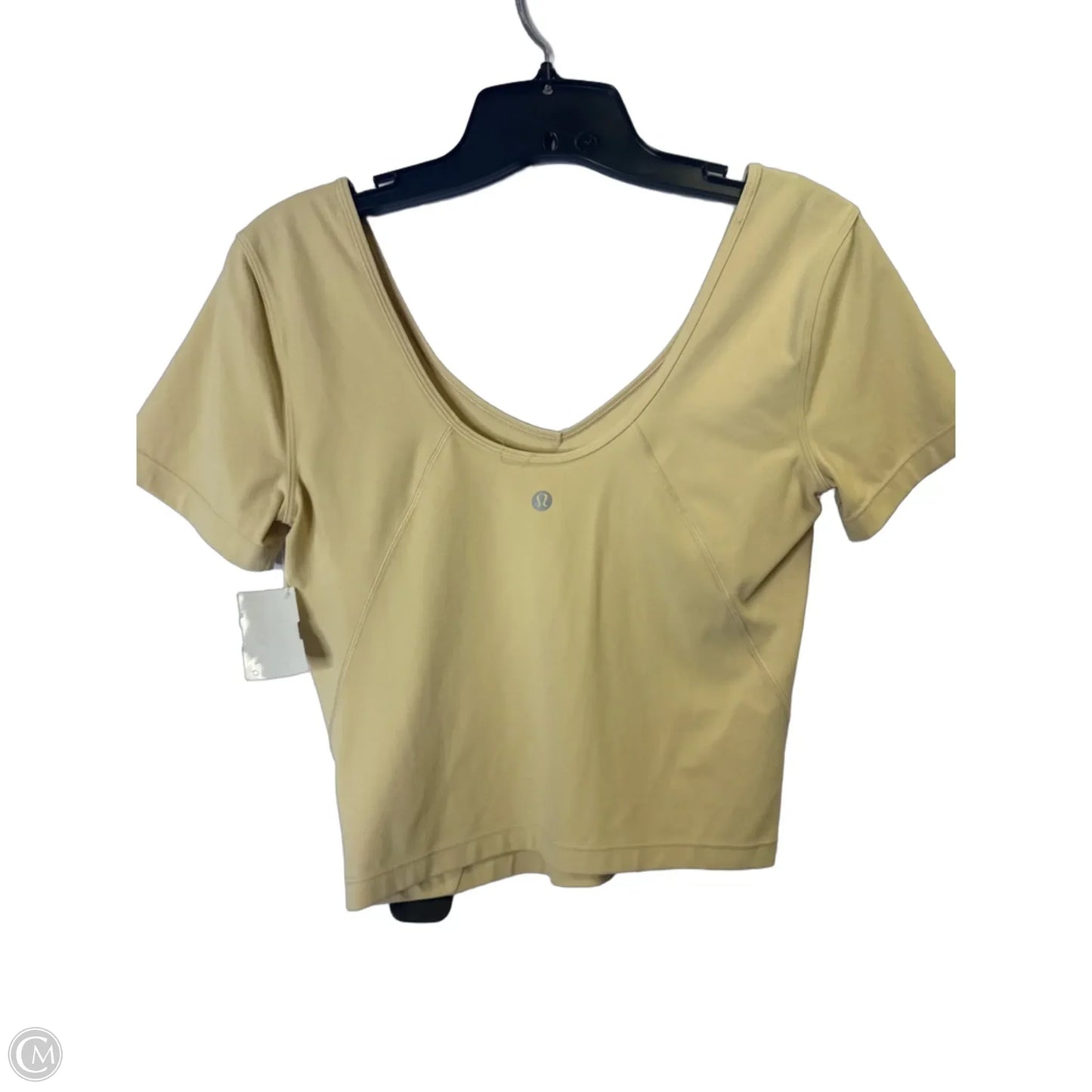 Athletic Top Short Sleeve By Lululemon In Tan, Size: S