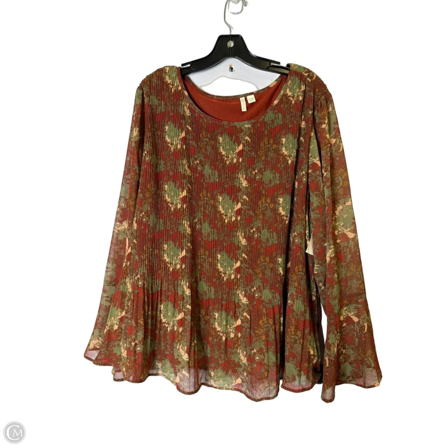 Top Long Sleeve By Cato In Green & Red, Size: 22