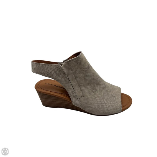 Shoes Heels Wedge By Lucky Brand In Tan, Size: 8.5