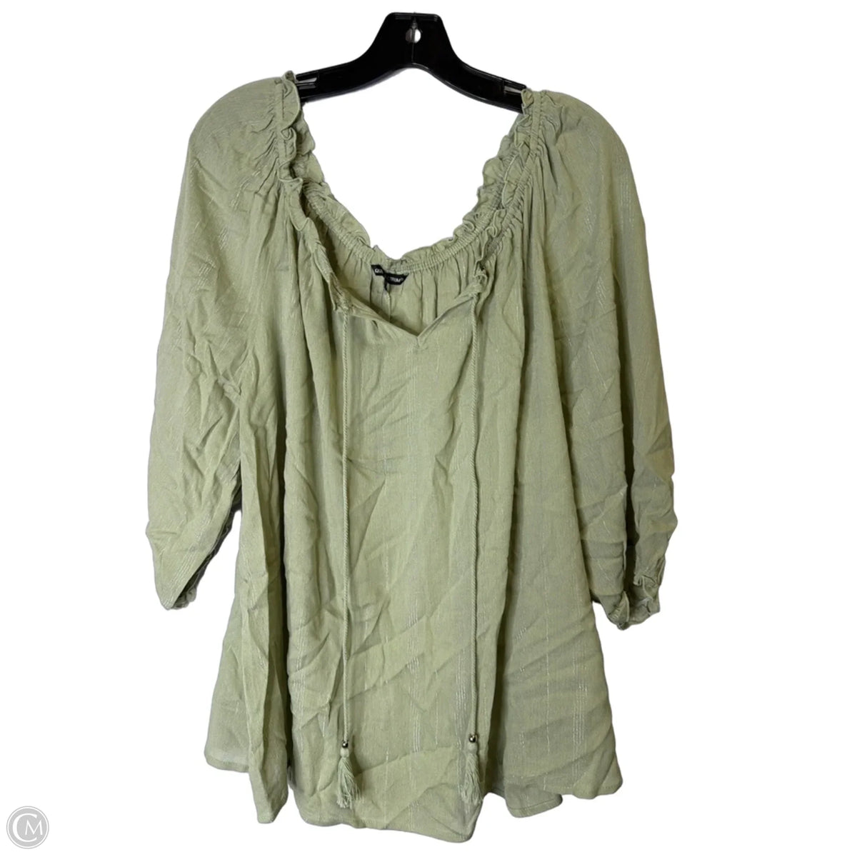 Top Short Sleeve By Unique Spectrum In Green, Size: 2x
