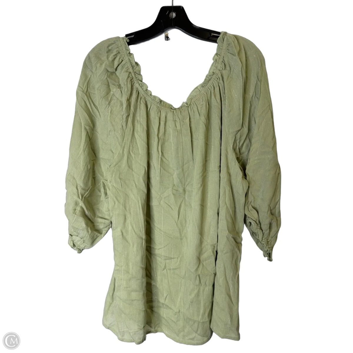 Top Short Sleeve By Unique Spectrum In Green, Size: 2x