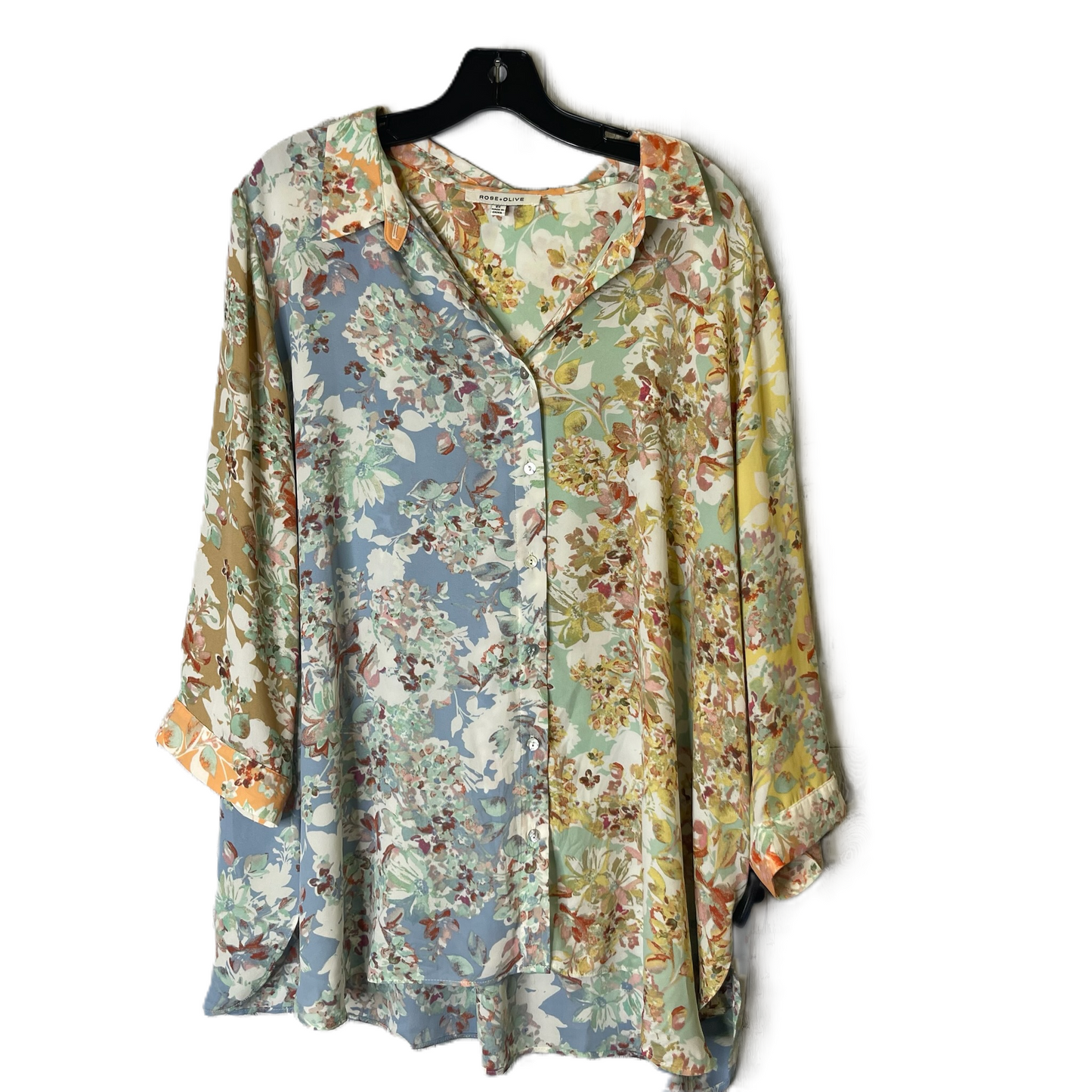 Multi-colored Top Short Sleeve By Rose And Olive, Size: 2x