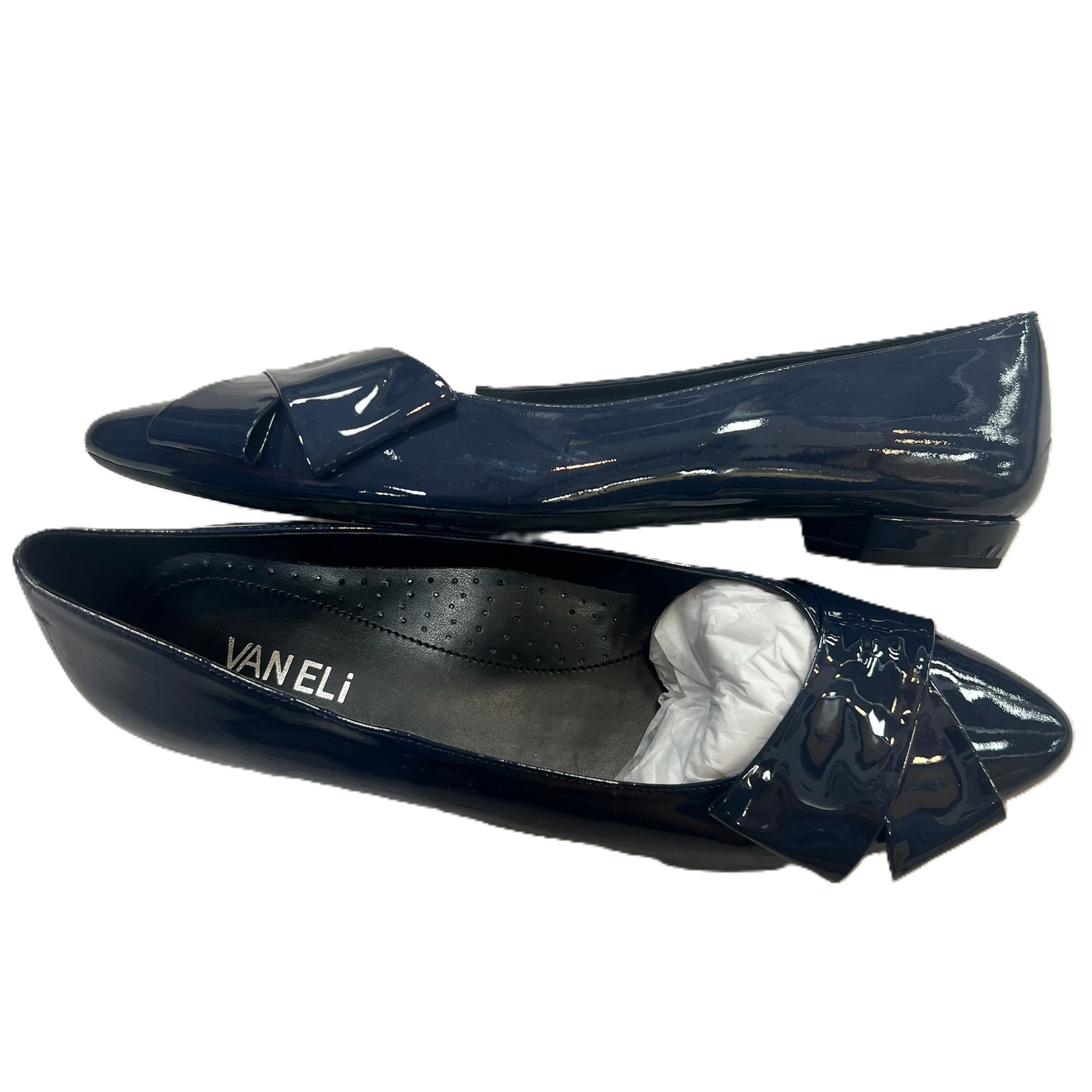 Navy Shoes Flats By Vaneli, Size: 9.5
